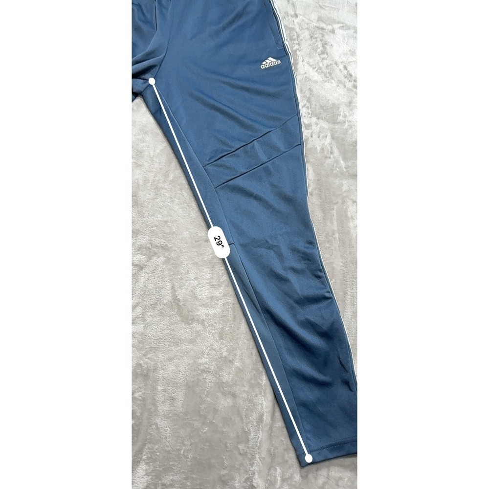 Adidas Track Running Pants Men's Size Large Light Blue Leg Spellout Pockets EUC - Picture 3 of 9